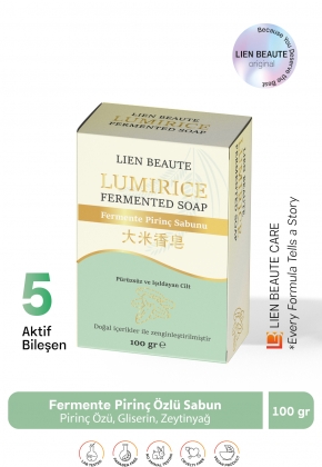 LumiRice Fermente Pirinç Özlü Sabun Pürüzsüzleştirici, Aydınlatıcı, Renk Eşitleyici, Karşıtı LumiRice Fermente Pirinç Özlü Sabun Pürüzsüzleştirici, Aydınlatıcı, Renk Eşitleyici, Karşıtı